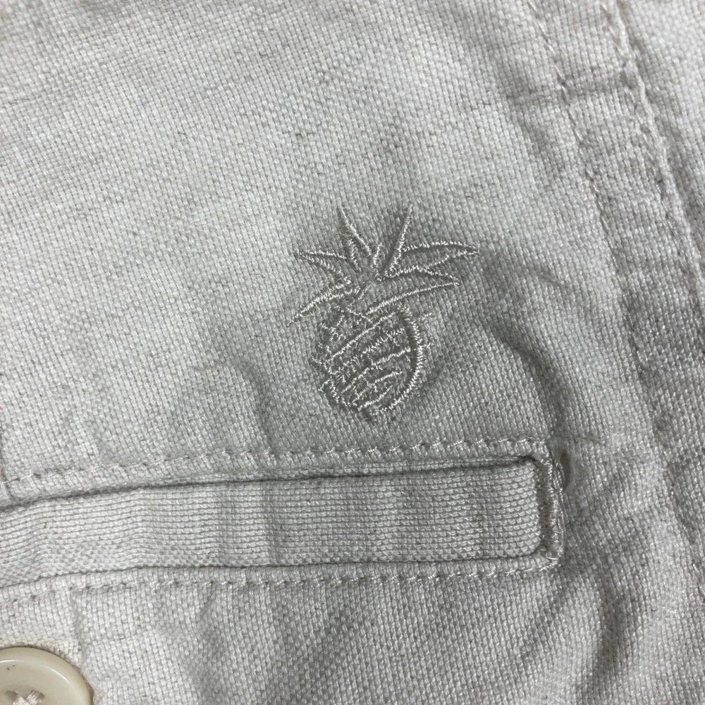 Cubavera Cargo Shorts Men 32 Beige Linen Cotton Blend Pineapple Logo 9 in Inseam